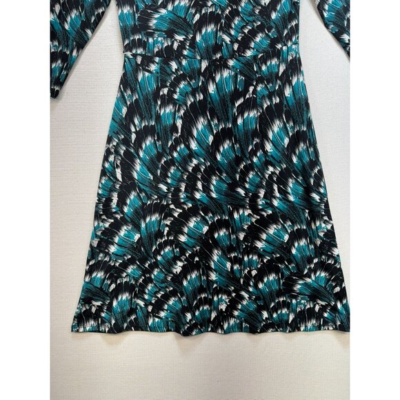 White House Black Market Womens Dress 3/4 Sleeve V-Neck Cross Front Size S Green - Picture 10 of 11